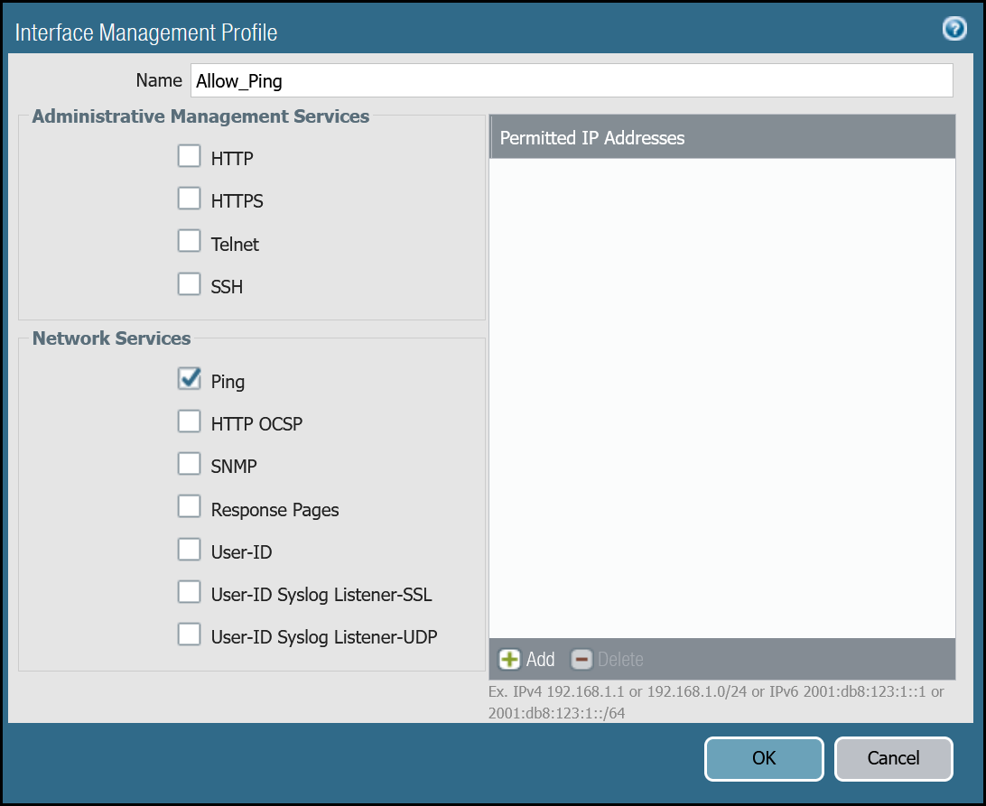 Interface Mgmt Profile