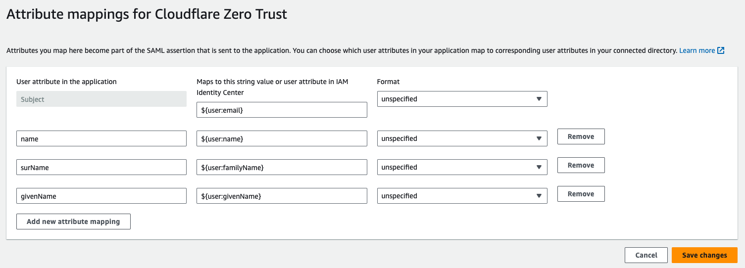 Configuring attribute statements in IAM Identity Center